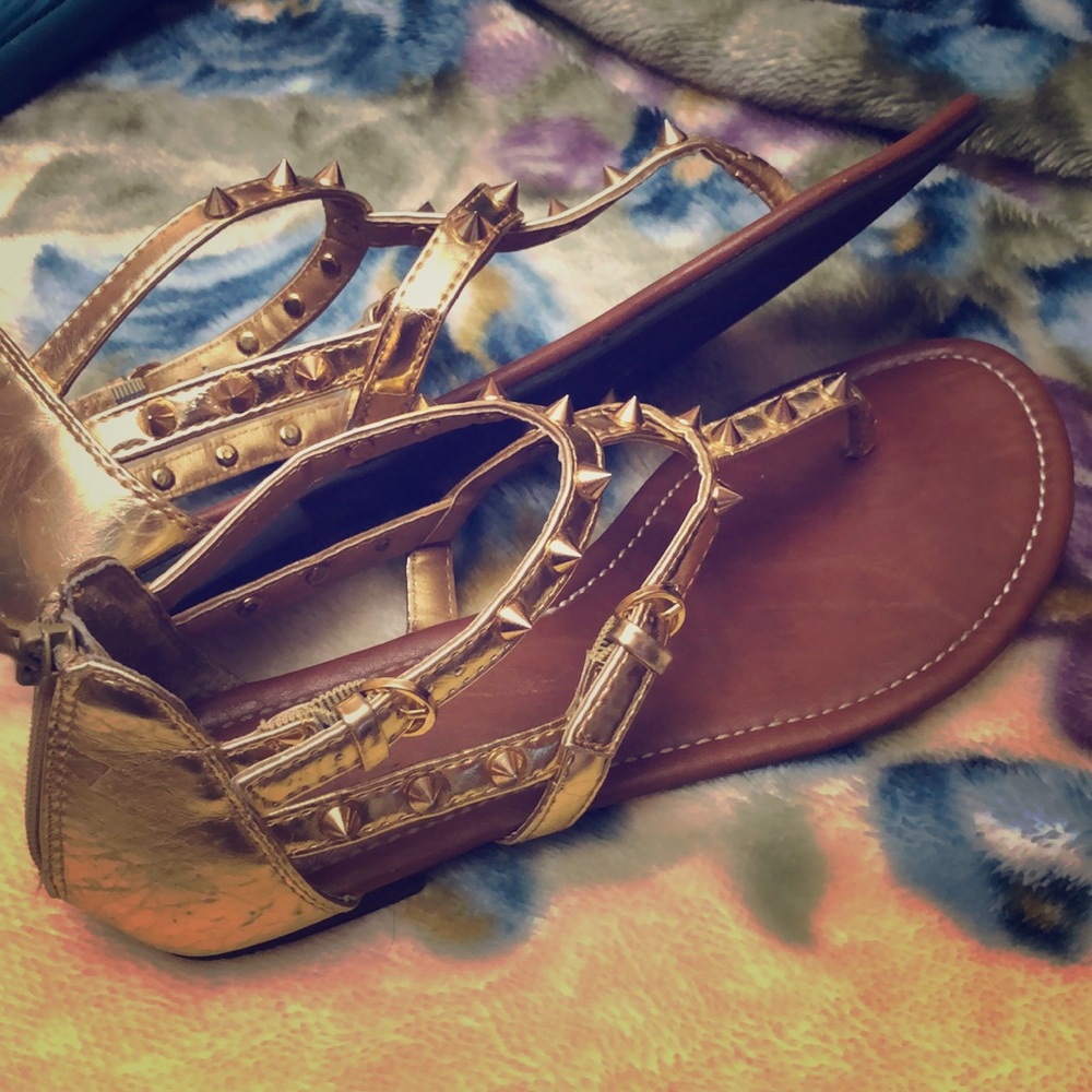 Gold gladiator sandals